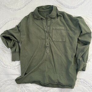 Aerie Take It Easy Popover Polo Sweatshirt